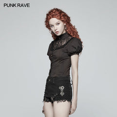 WY-988 Steampunk Puff Sleeve Shirt Short-sleeved Blouse?-??Punk Rave Clothing