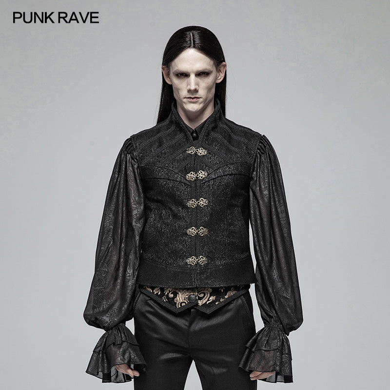 WY-996 Mens black Victorian Gothic Jacquard Vest?-??Punk Rave Clothing