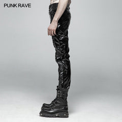WK-367 Punk Mens Glossy Patent-leather Trousers?-??Punk Rave Clothing