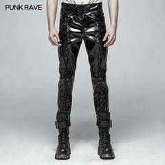 WK-367 Punk Mens Glossy Patent-leather Trousers?-??Punk Rave Clothing