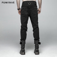 WK-369 Punk Broken Hole Net Trousers?-??Punk Rave Clothing