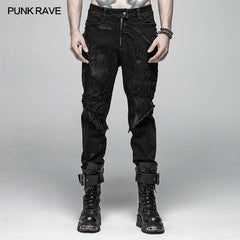 WK-369 Punk Broken Hole Net Trousers?-??Punk Rave Clothing