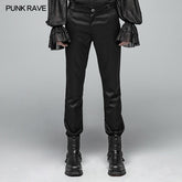 OK-363 Gothic Mens Dark-textured Simple Non-stretchy Trousers?-??Punk Rave Clothing