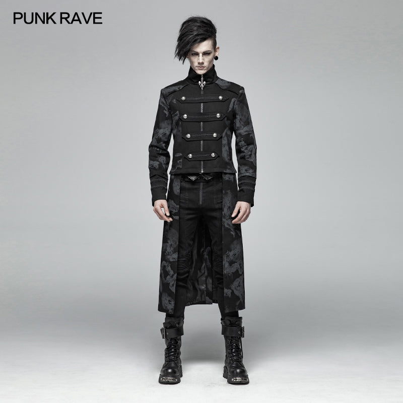 WY-1004 Punk Mens Dragon Totem Detachable Coat?-??Punk Rave Clothing