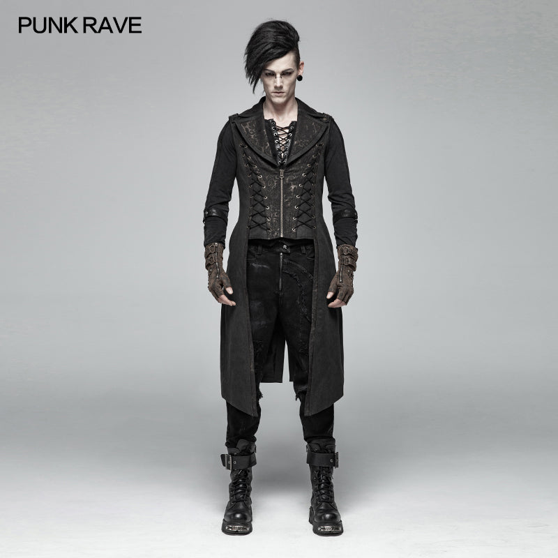 WY-1016 Steampunk The Rope Long Zipper Vest?-??Punk Rave Clothing