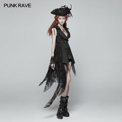 WY-1024 Womens Dark Punk Asymmetric Vest?-??Punk Rave Clothing