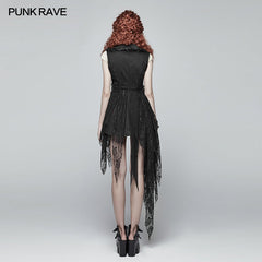 WY-1024 Womens Dark Punk Asymmetric Vest?-??Punk Rave Clothing