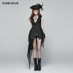 WY-1024 Womens Dark Punk Asymmetric Vest?-??Punk Rave Clothing