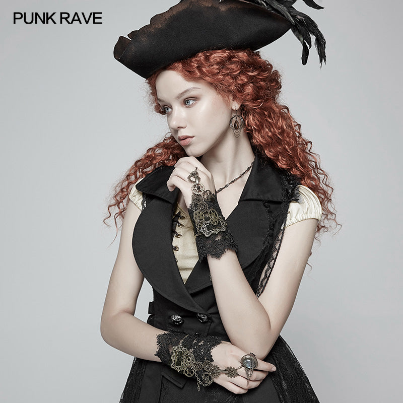 WS-287 Womens Steampunk Gear Lace Gloves?-??Punk Rave Clothing