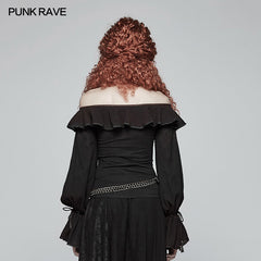 WT-546 Steampunk Halter Neck Off-the-shoulder Long Sleeve T-shirt?-??Punk Rave Clothing