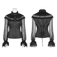WY-998 Steampunk Translucent Lace Sleeve Vintage Shirt?-??Punk Rave Clothing