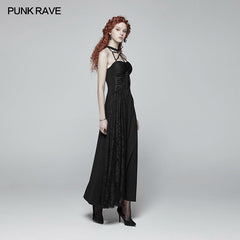 OQ-395 Gothic Womens Cross Halter Neck Daily Wear Dress?-??Punk Rave Clothing