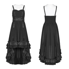 WQ-390 Steampunk Pleated Two-Layer Ruffled Hem High-Low Dress?-??Punk Rave Clothing