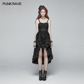 WQ-390 Steampunk Pleated Two-Layer Ruffled Hem High-Low Dress?-??Punk Rave Clothing