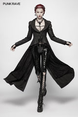 WY-957 Gothic Stand/Lapel Collar Dark High-low Coat?-??Punk Rave Clothing