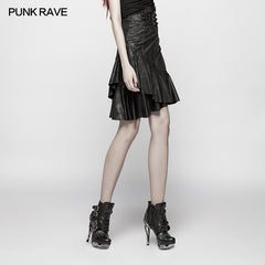 WQ-379 Punk High Waist Stretch Half Skirt?-??Punk Rave Clothing