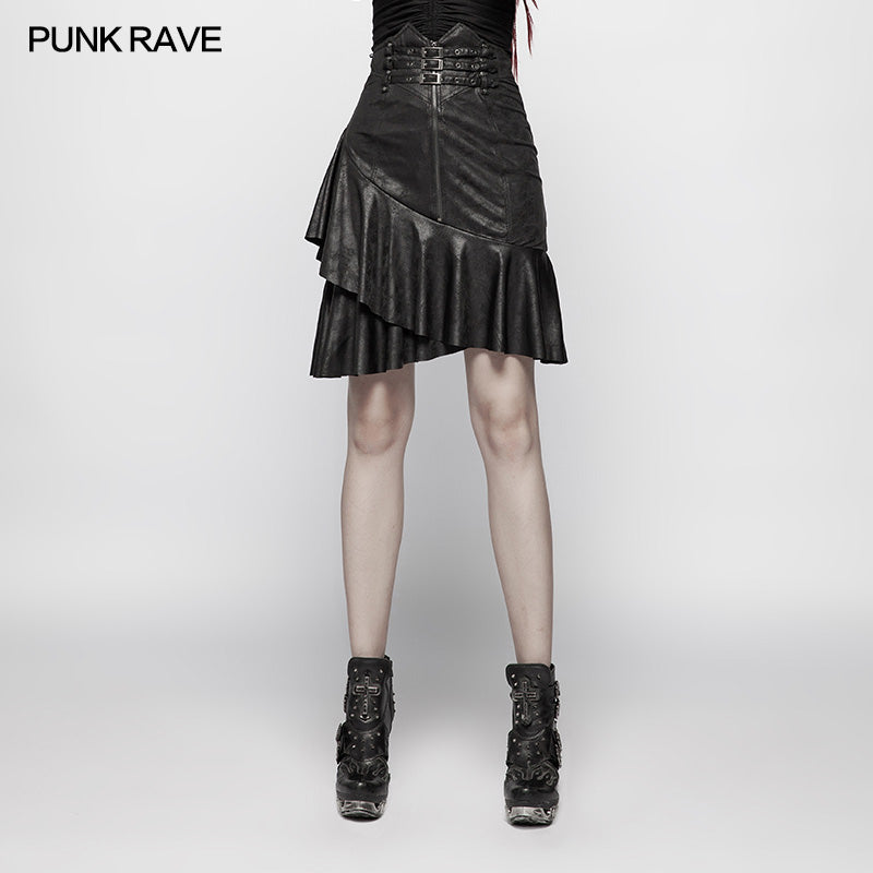 WQ-379 Punk High Waist Stretch Half Skirt?-??Punk Rave Clothing