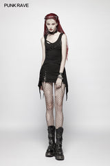 OT-540 Daily Punk Cross Neck T-Shirt Irregular Vest?-??Punk Rave Clothing