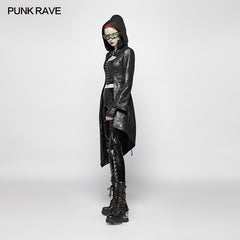 WY-977 Punk Womens Asymmetric Hem Hooded Jacket?-??Punk Rave Clothing