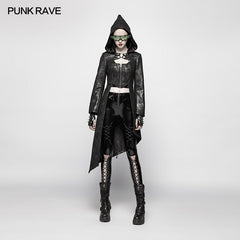 WY-977 Punk Womens Asymmetric Hem Hooded Jacket?-??Punk Rave Clothing