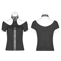 WT-553 Punk WOMENS HALTER Military Short Sleeve Knitted T-shirt?-??Punk Rave Clothing