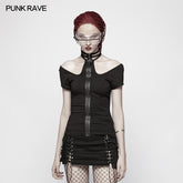 WT-553 Punk WOMENS HALTER Military Short Sleeve Knitted T-shirt?-??Punk Rave Clothing