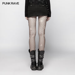 WQ-400 Steampunk Asymmetric Lace-up Skirt?-??Punk Rave Clothing