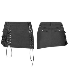 WQ-400 Steampunk Asymmetric Lace-up Skirt?-??Punk Rave Clothing