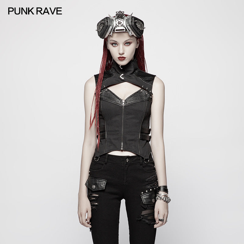 WY-967 Punk WOMENS HIGH-NECK Warrior Vest?-??Punk Rave Clothing