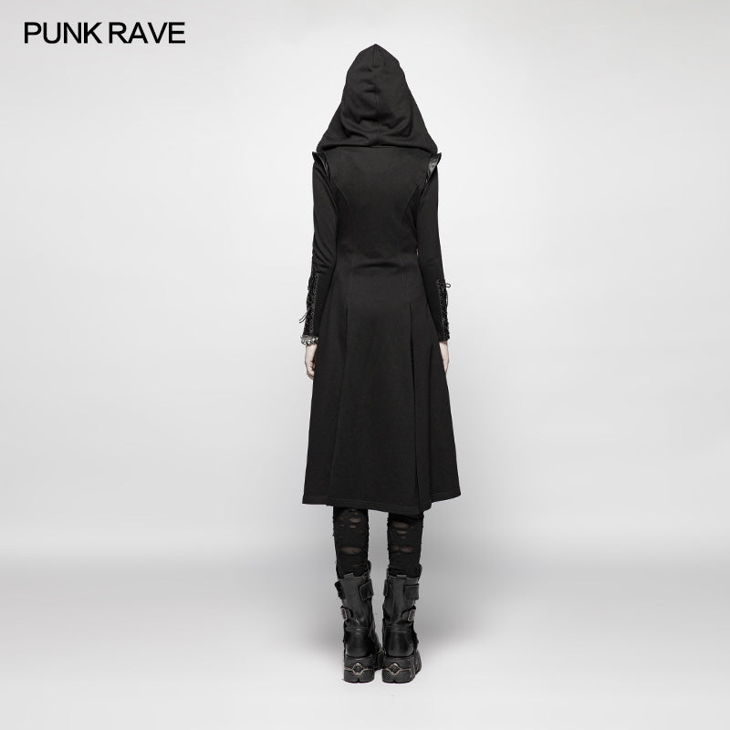 WY-964 Punk WOMENS DARK Hooded Knit Jacket?-??Punk Rave Clothing