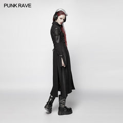 WY-981 Punk Futuristic Long Coat With Adjustable Drawstring Design?-??Punk Rave Clothing