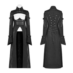WY-981 Punk Futuristic Long Coat With Adjustable Drawstring Design?-??Punk Rave Clothing