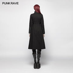WY-974 Punk Women Standing Collar Warrior High Low Long Coat?-??Punk Rave Clothing
