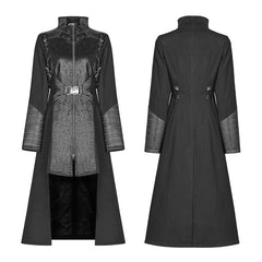 WY-974 Punk Women Standing Collar Warrior High Low Long Coat?-??Punk Rave Clothing