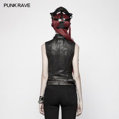 WY-986 Punk High Neck Elastic Knitted PU Super Short Vest?-??Punk Rave Clothing
