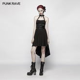 WQ-396 Dark Punk Halter Neck Spine Shaped High Low Dress?-??Punk Rave Clothing