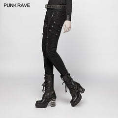 WK-355 Punk Floral Denim Long Trousers Jeans?-??Punk Rave Clothing