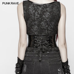 WS-273 PUNK Tight-fitting Bright Patent PU Lace-up Girdle?-??Punk Rave Clothing