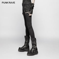 WK-349 Punk Denim Trousers Water-washed Long Jeans?-??Punk Rave Clothing