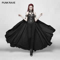 WY-968 Punk Cross Long Cape With Chain?-??Punk Rave Clothing
