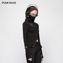 WT-543 Punk Women Turtleneck Metal Long Sleeve T-shirt?-??Punk Rave Clothing