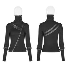WT-543 Punk Women Turtleneck Metal Long Sleeve T-shirt?-??Punk Rave Clothing