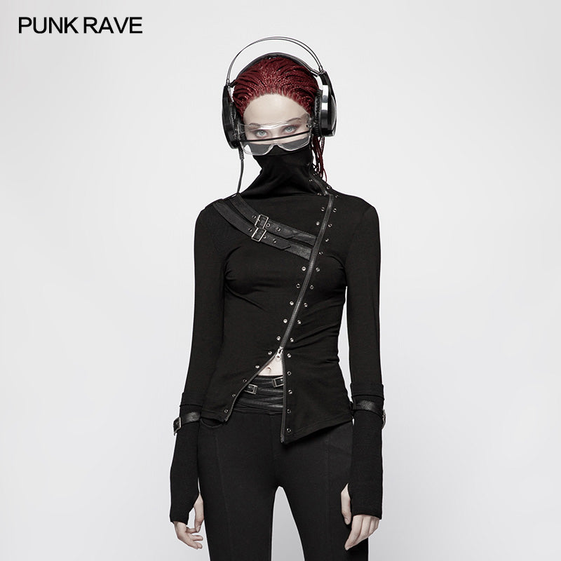 WT-543 Punk Women Turtleneck Metal Long Sleeve T-shirt?-??Punk Rave Clothing