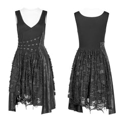 WQ-384 Punk Stretch Knitting Deep V Asymmetrical Dress?-??Punk Rave Clothing