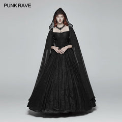 WY-959 Gothic Hooded Chiffon Cape Long Coat?-??Punk Rave Clothing
