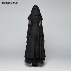 WQ-401 Sexy Goth Lace-up V Neck Long Sleeves Long Dress?-??Punk Rave Clothing