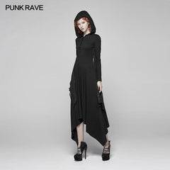 WQ-375 Gothic Bat Wing Hooded Long Sleeves Asymmetrical Dress?-??Punk Rave Clothing