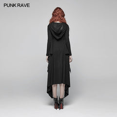 WQ-375 Gothic Bat Wing Hooded Long Sleeves Asymmetrical Dress?-??Punk Rave Clothing
