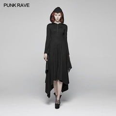 WQ-375 Gothic Bat Wing Hooded Long Sleeves Asymmetrical Dress?-??Punk Rave Clothing