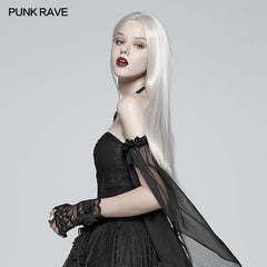 WS-285 Gothic black Lace Tulle Glove - One Pair?-??Punk Rave Clothing